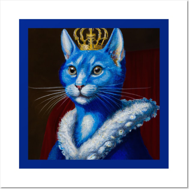 Royal Blue Cat Wearing Crown Wall Art by Star Scrunch